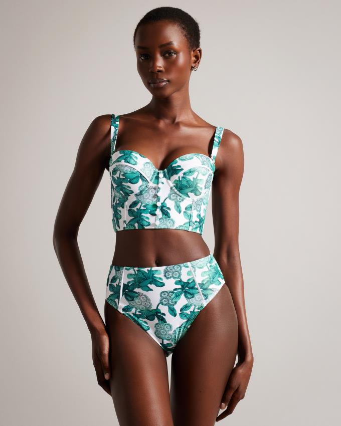 Vetement de Bain Ted Baker Floral High Waisted Bikini Bottom Vert Femme | GAU-87511216